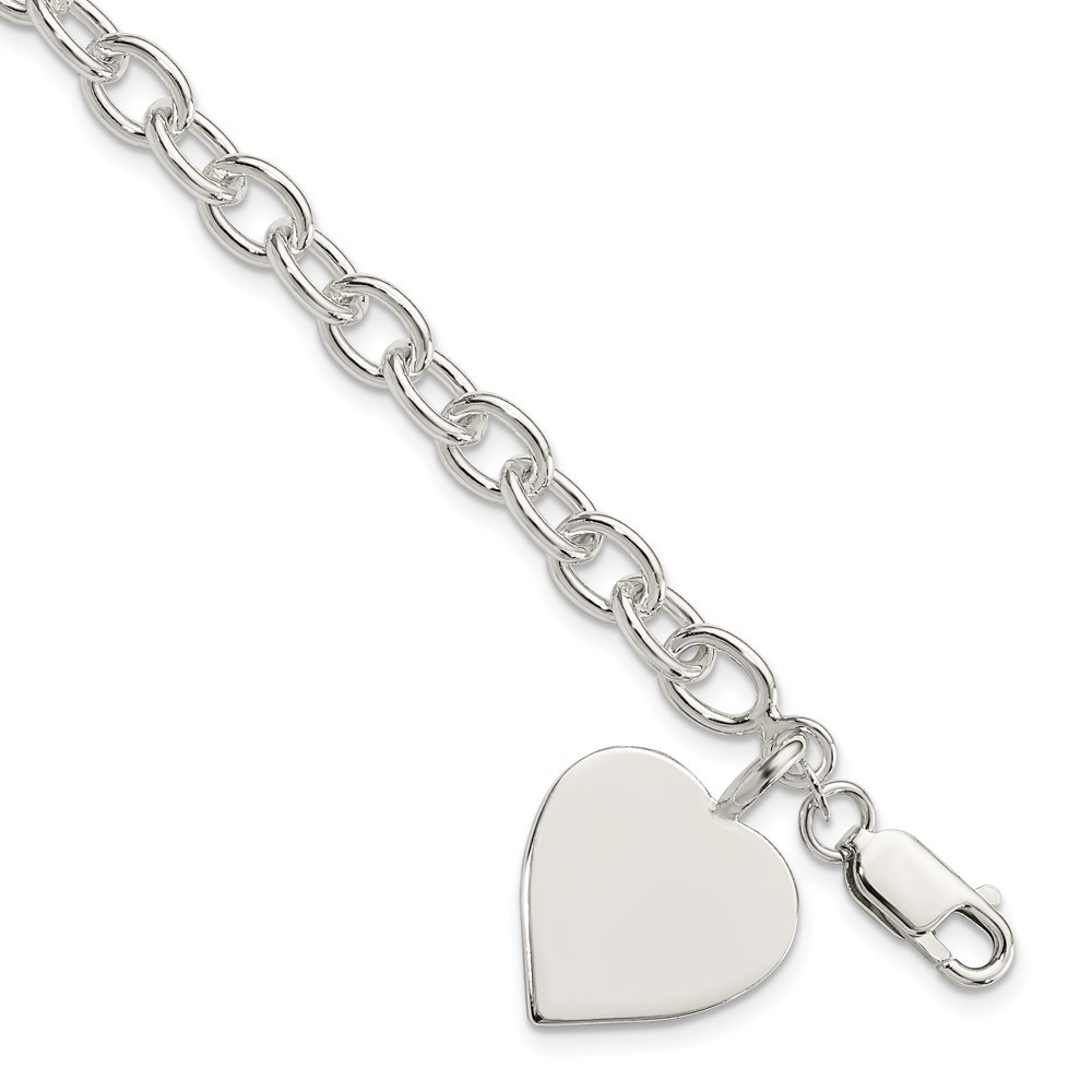 925 Sterling Silver Engraveable Heart Fancy Link Bracelet 7.25