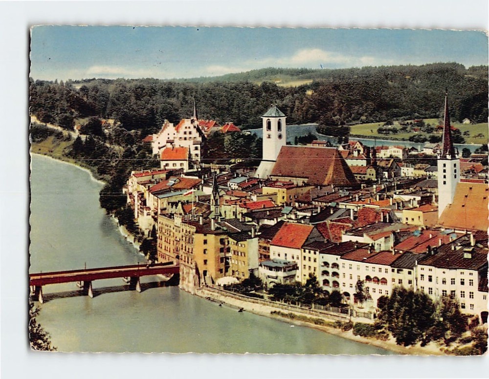 Postcard Aerial View Wasserburg am Inn in Upper Bavaria Germany