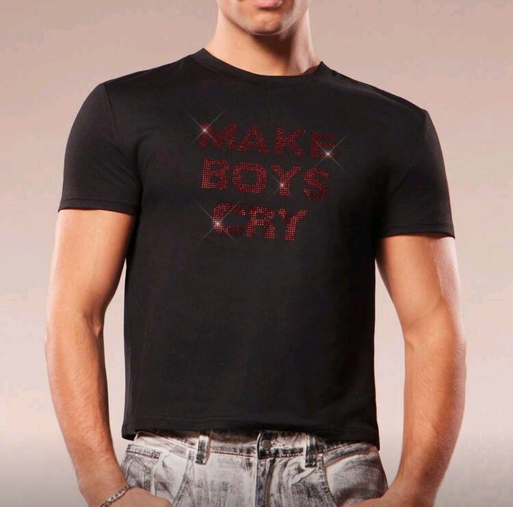 New Men Luxury Diamond Rhinestones Fashion Black T-Shirt High Quality