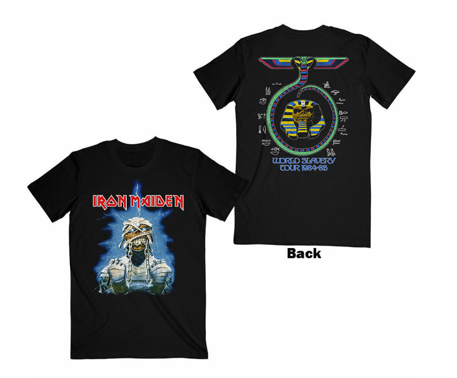 Official Iron Maiden World Slavery Tour 84-85 Mens Black T Shirt