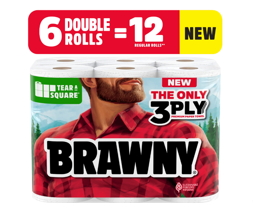Brawny Tear-A-Square Paper Towels 6 Double Rolls 12 Regular Rolls 3 Sheet Sizes