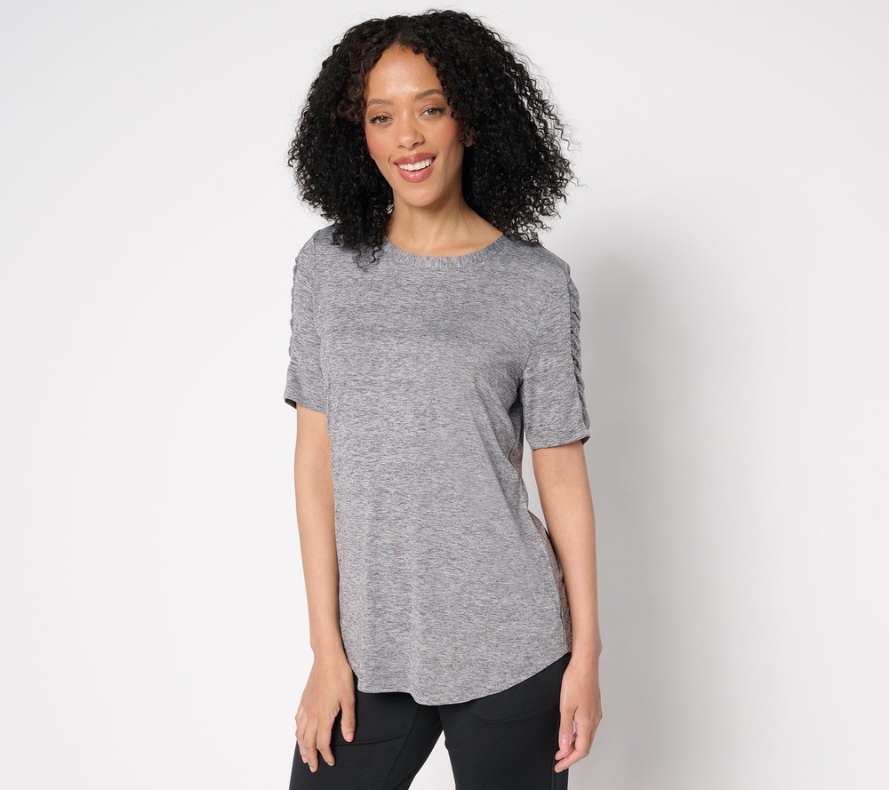 Denim & Co. Women's Top Plus Sz 4X Active Regular Cool to the Silver A688035