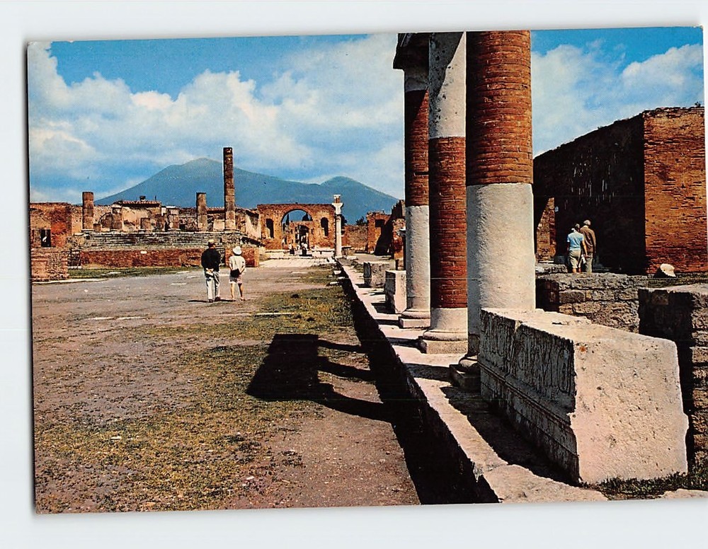 Postcard The Forum and Vesuvio Scavi di Pompei Italy