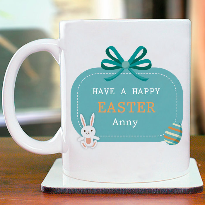 Bunny Mug Personalized Happy Easter Mug Name Coffee Mug 11oz Custom Easter Gifts