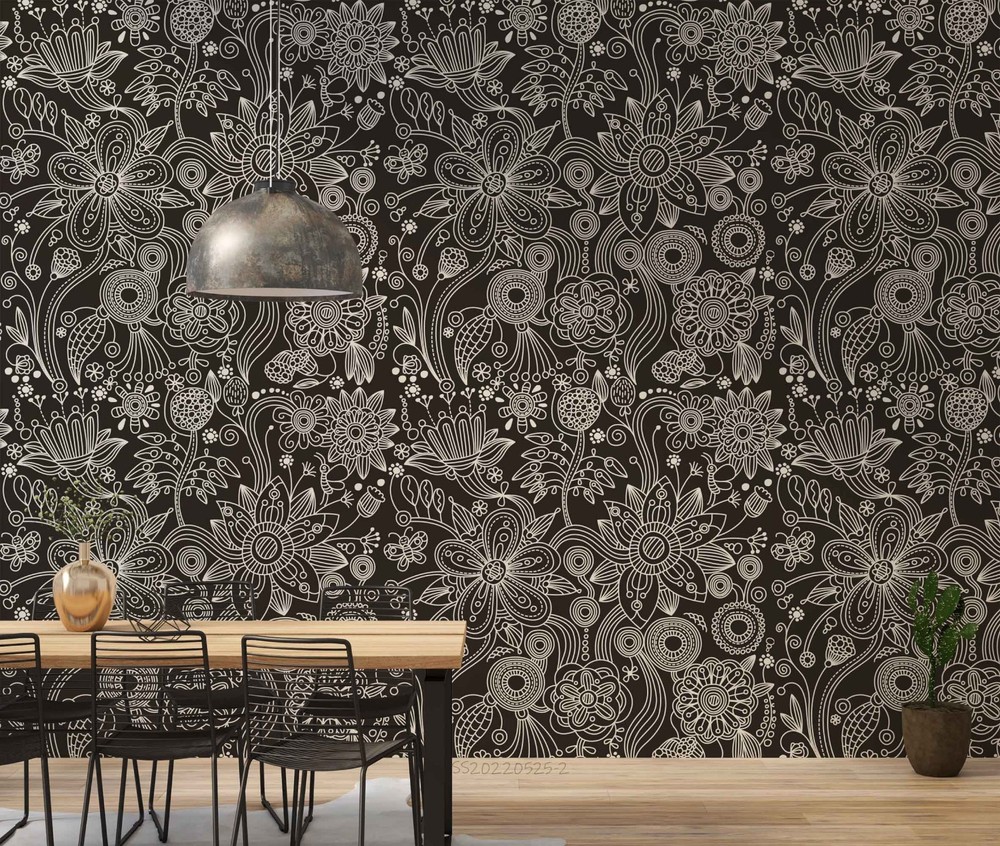 3D Hand Drawn Flower Pattern Wall Murals Wallpaper Murals Wall Sticker