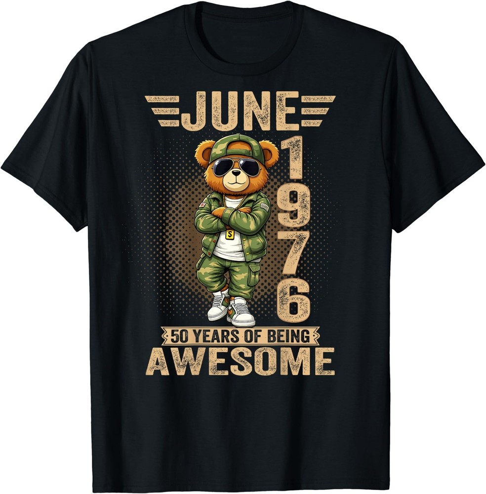 June 50th Birthday Decorations Men 1976 Teddy Bear T-Shirt