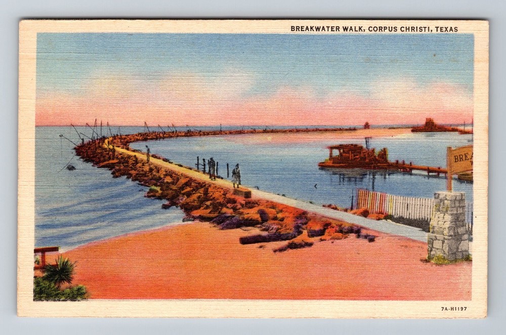 Corpus Christi TX-Texas Breakwater Walk Vintage Postcard Standard Souvenir