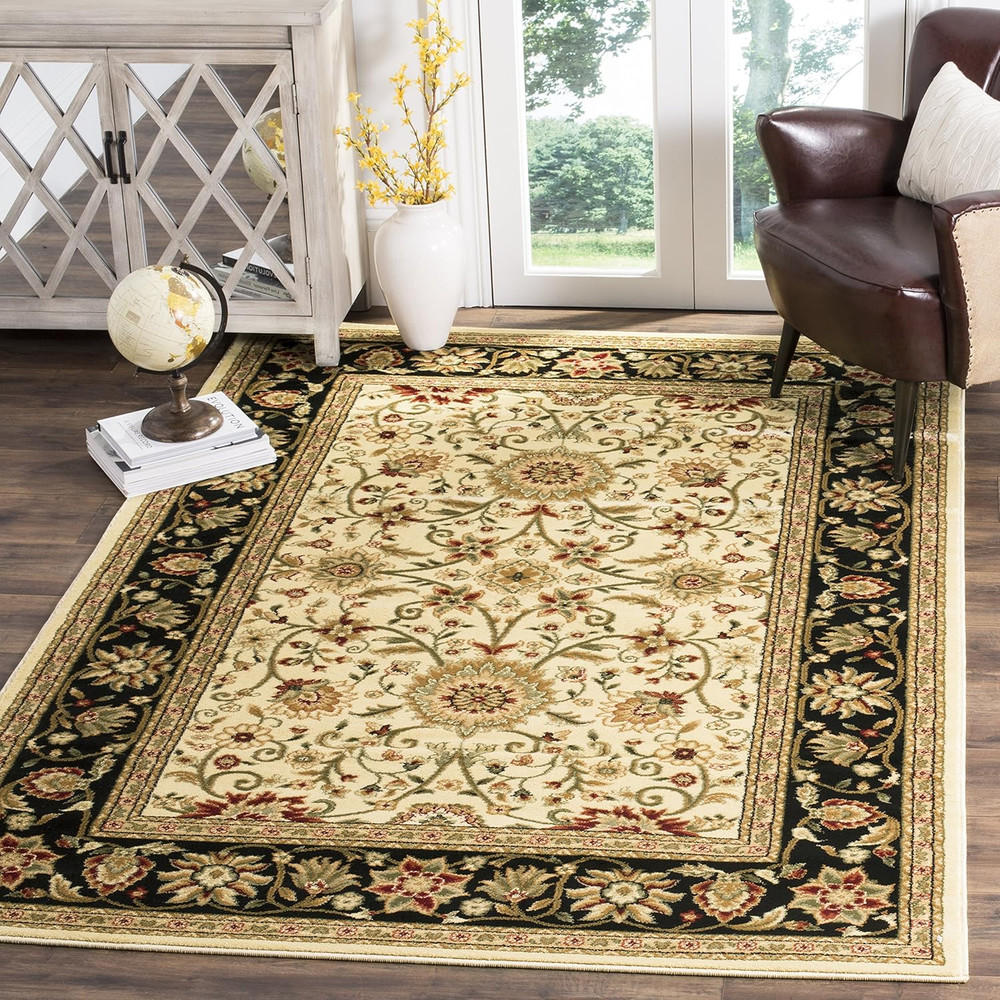 Lyndhurst Collection Accent Rug - 4' X 6', Ivory & Black, Traditional Oriental D