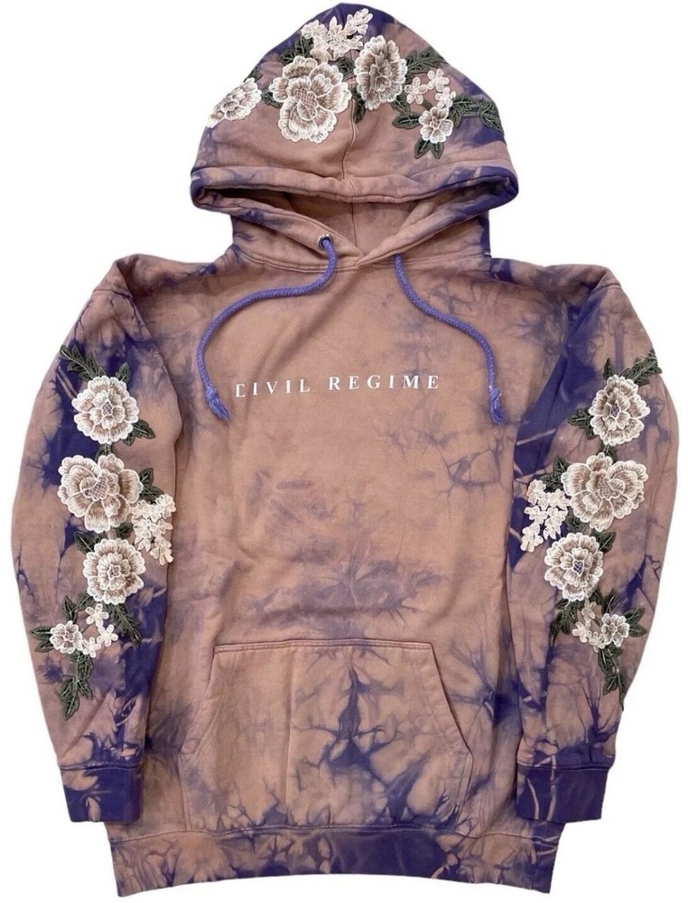 Civil Regime White Rose Tie Dye Hoodie in Lilac Sand Size Small