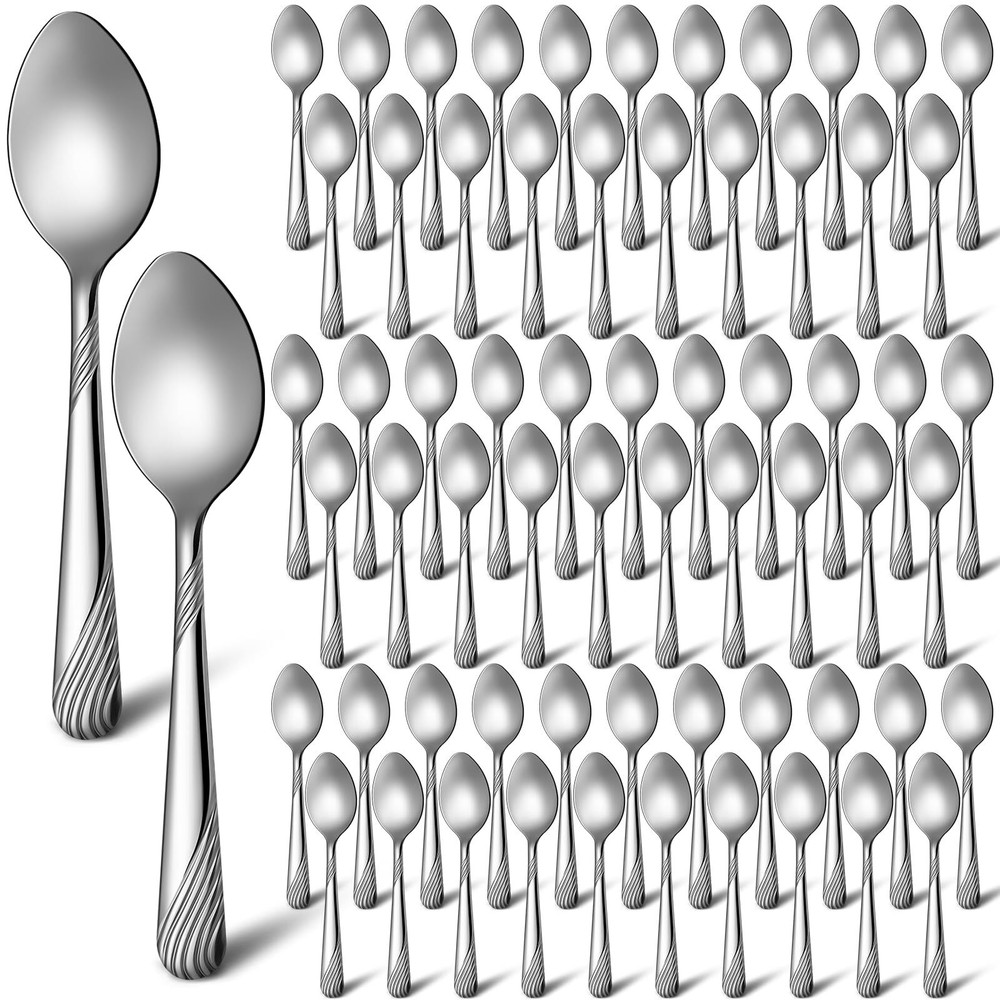 200 Pcs Dinner Spoons Set 6.7 Inches Stainless Steel Spoons bulk Spoons Silve...