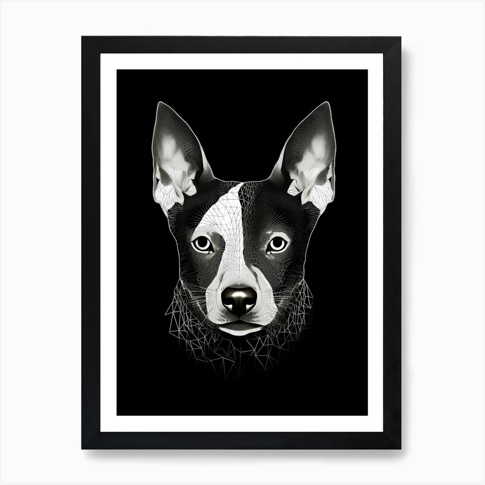Basenji Dog Line Drawing Framed Wall Art Poster Canvas Print