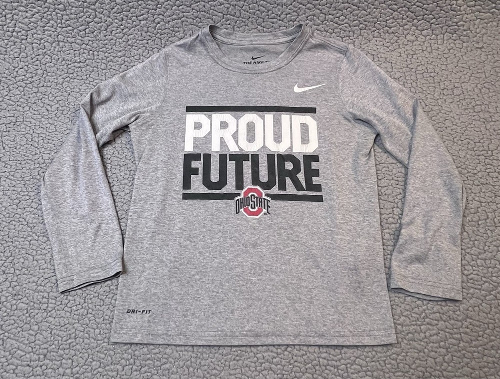 Nike Dri-Fit Long Sleeve Ohio State Buckeyes Shirt Little Boys Size Small Gray