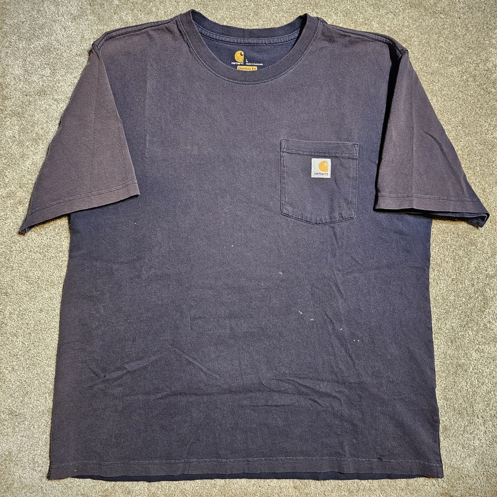 Vtg Y2k Faded Heavy Navy Carhartt Size L Pocket T-shirt Thrashed Workwear Sleeze