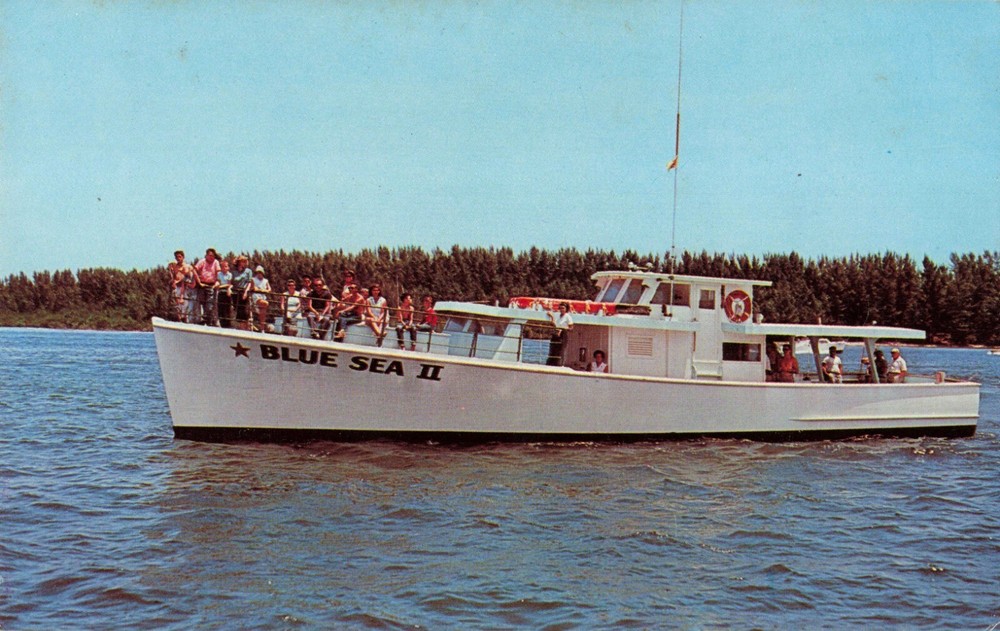 Blue Sea II Fishing Boat Riviera Beach Florida FL City Docks c1950 Postcard