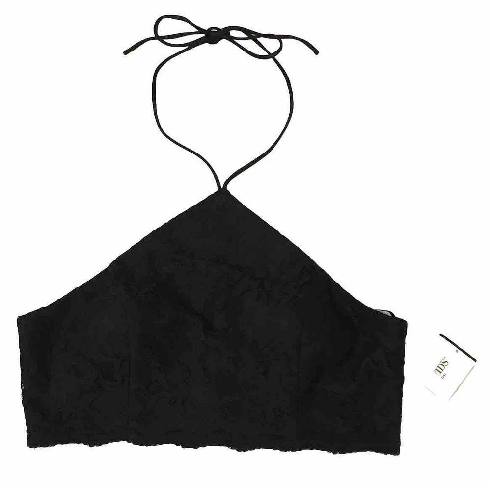 Blondie Nites Lace Halter Top Black Whimsigoth Women Junior Sz 15 Padded Gypsy