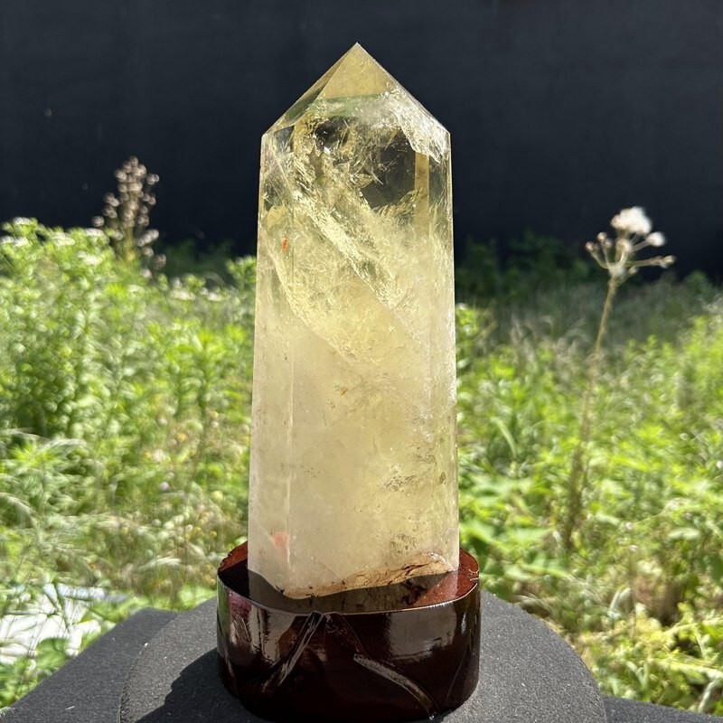 6.64LB Natural Smoky Citrine Quartz Obelisk Wand with Stand for Healing WA174
