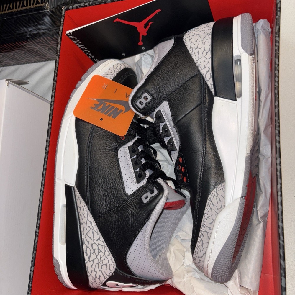 Nike Air Jordan 3 Retro OG Black Cement Leather Sneaker DN3707-010 Men