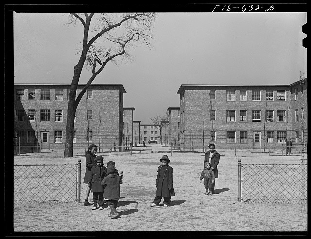 Chicago Illinois Ida B Wells Housing Project 1942 children apartment buildings