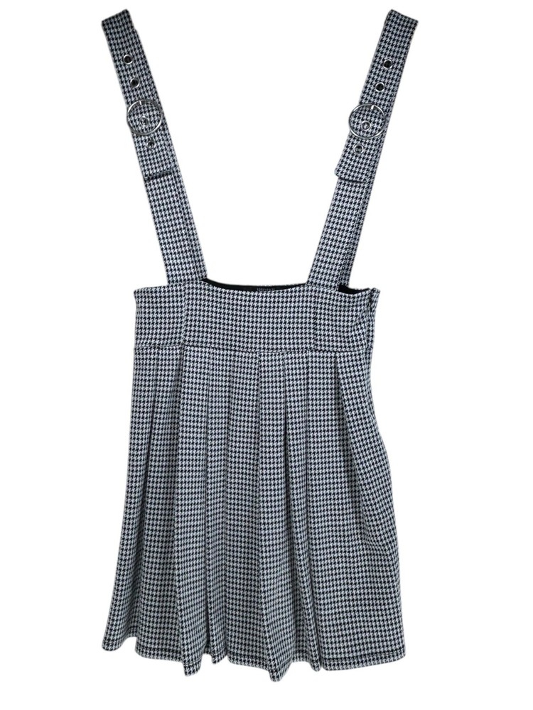Forever 21 Mini Skirt Overalls Black White Houndstooth Goth Both Y2K Casual