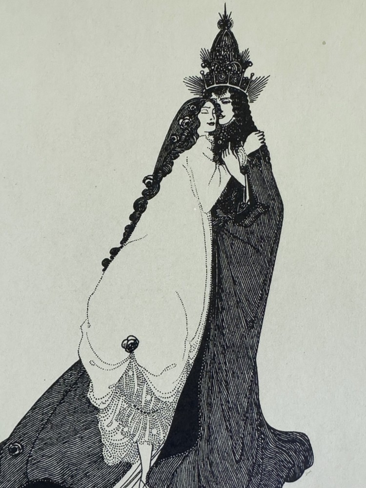 Aubrey Beardsley - Original 1901 line block print - Saint Rose of Lima
