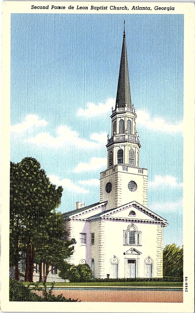 Postcard CHURCH SCENE Atlanta Georgia GA m/09 AI5816