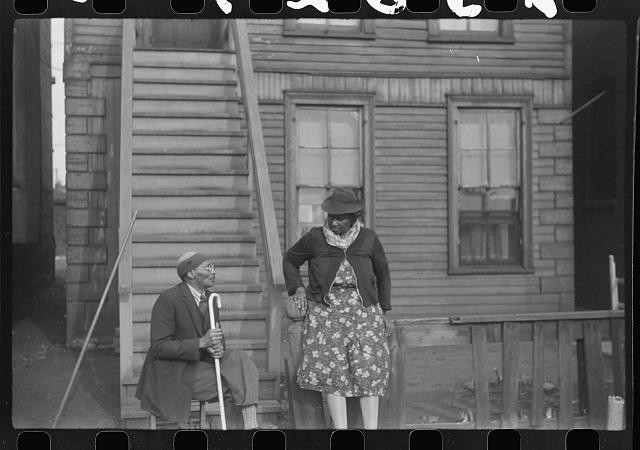 Chicago Illinois Black Belt Sidewalk Conversation 1941 Elderly Couple
