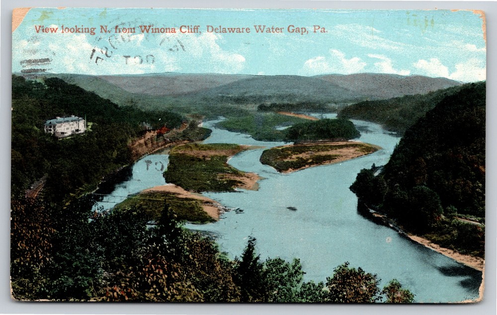 Pennsylvania~View Looking North From Winona Cliff @ Delaware Water Gap~Postcard