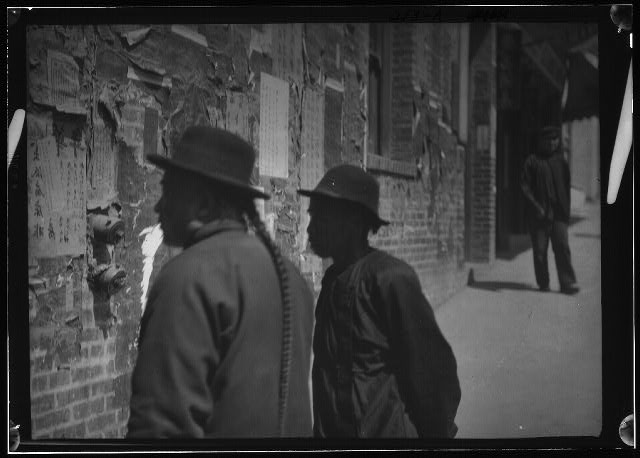 Photo:San Francisco Chinatown 1900s Reading Wall Notices Chinese Men