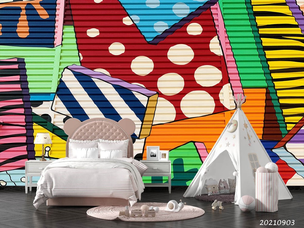 3D Abstract Color Graffiti Wall Murals Wallpaper Murals Wall Sticker-image