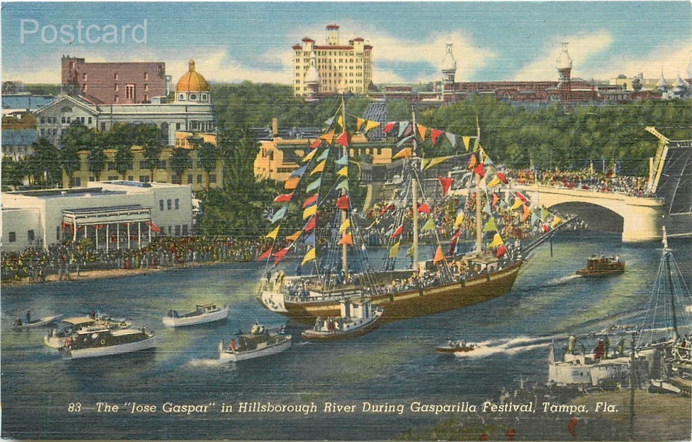 FL, Tampa, Florida, Gasparilla Festival, Hillsborough River,Jose Gasper,Curteich