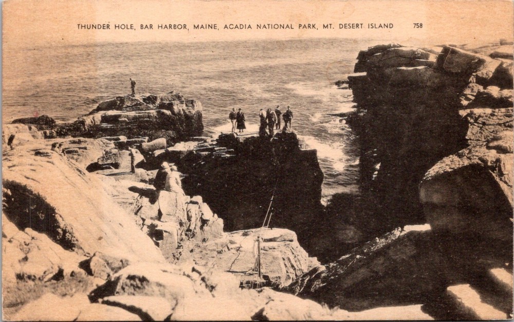 RPPC Postcard Thunder Hole Bar harbor Acadia National Park Mt Desert Island-image