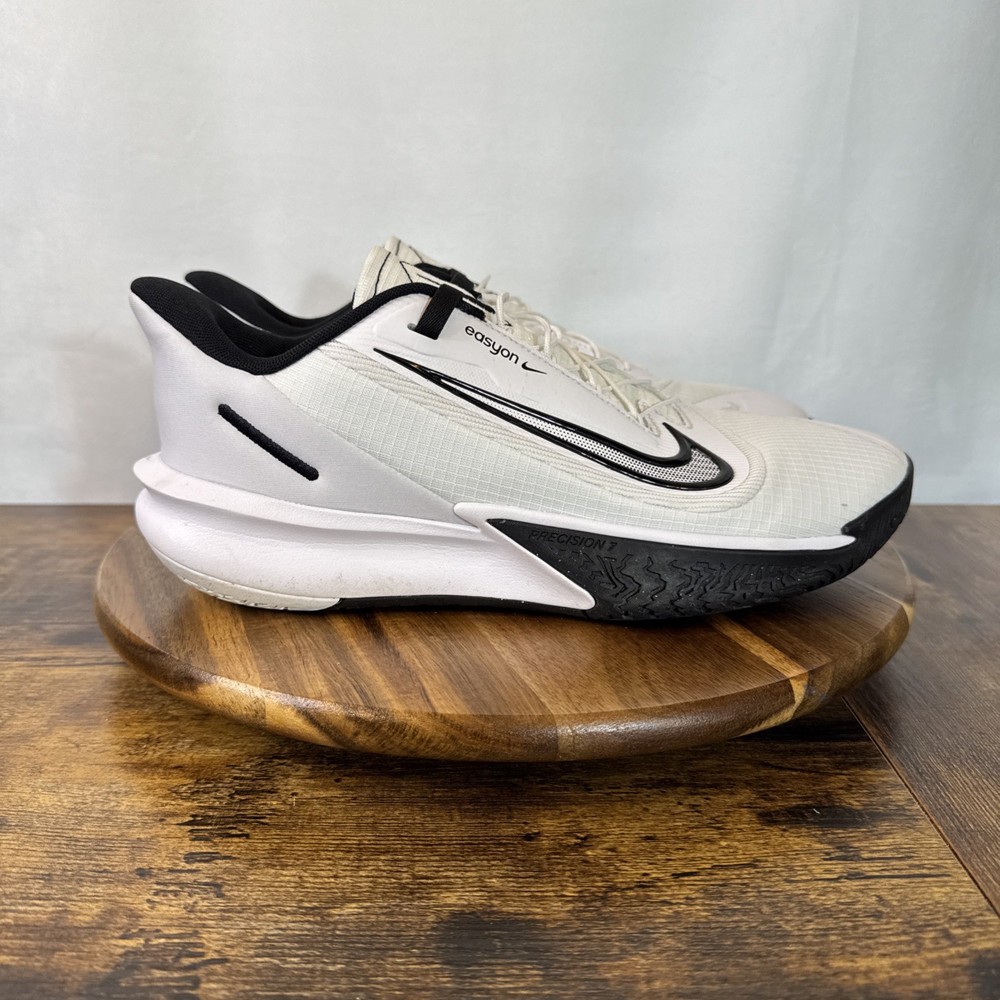 Nike Precision 7 Slip On Shoes Mens Size 8.5 White Black Basketball Sneakers