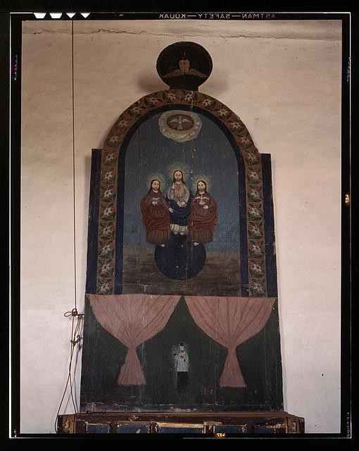 Photo:Trampas New Mexico 1943 Holy Trinity Church Altar Retablo