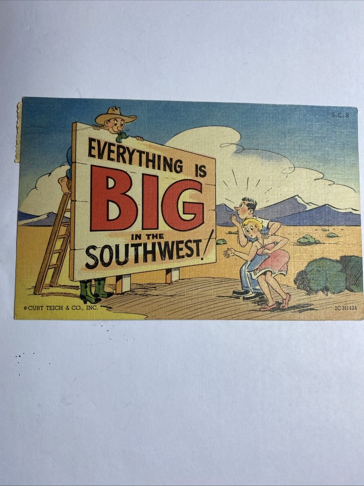 Postcard  Fun Card Everything Is Big In The  Southwest