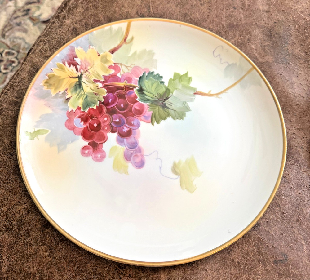 Gorgeous Antique Hand Painted Nippon Plate Platter Grapes & Leaves 10