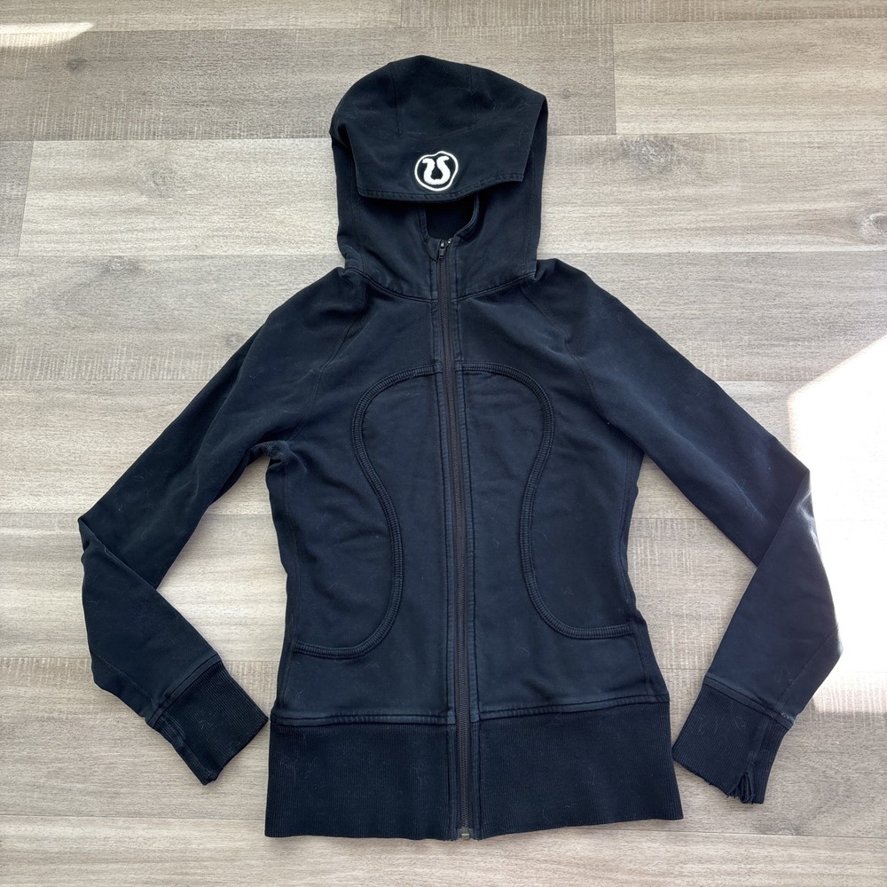 Lululemon Women’s Black Scuba Full-Zip Hoodie Jacket Bin Size 4 Vintage Lulu VTG