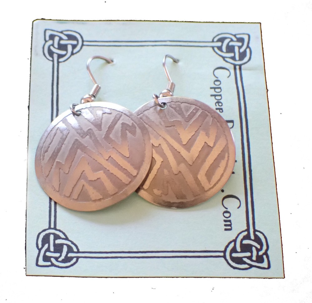 Acid Etched Earrings Handmade Brass Abstract Lightning Casual Drop Earrings-image