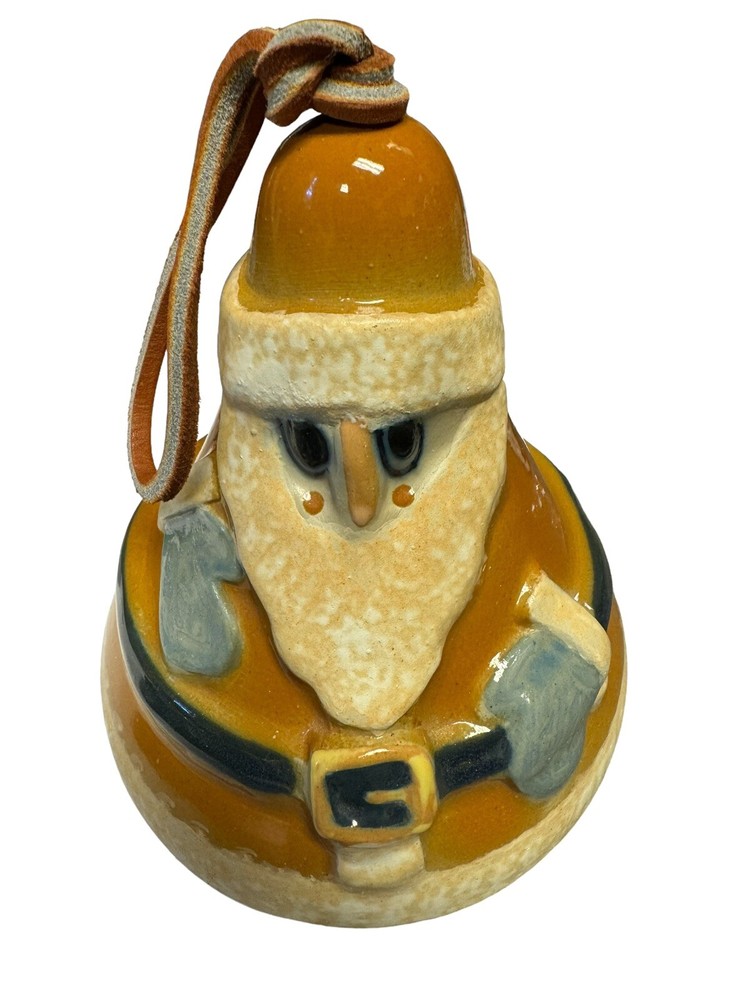 Rare Santa Clause Christmas Decor Bell & Bowl Louisville Stoneware Art Pottery