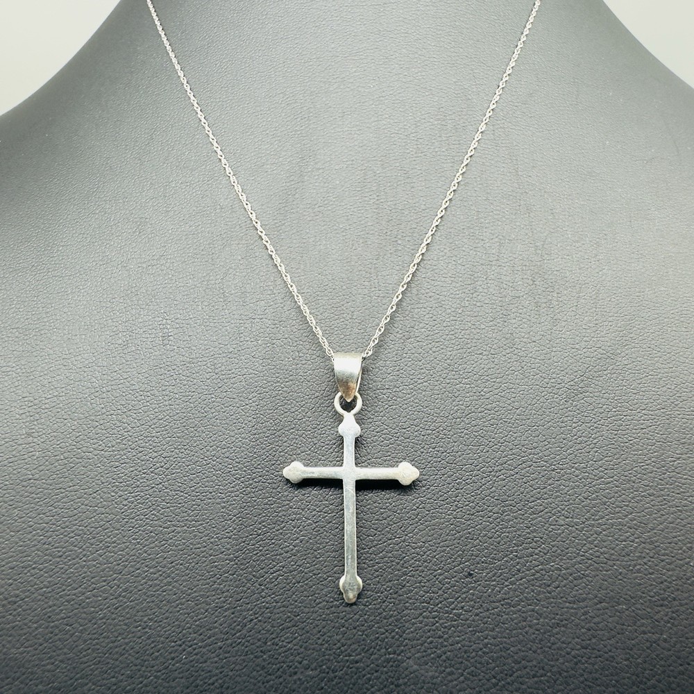 KA 1776 Sterling Silver 925 Cross Pendant Necklace Italy 18”