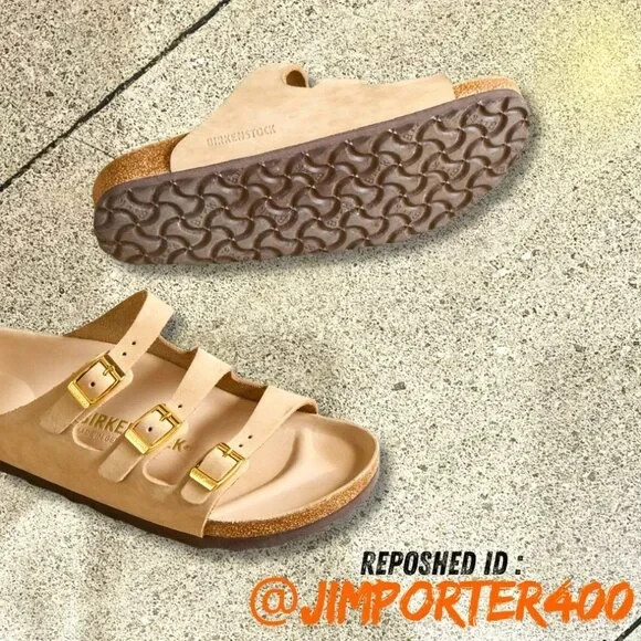 Birkenstock Women's Florida Hex sandals in sandcastle Nubuck leather