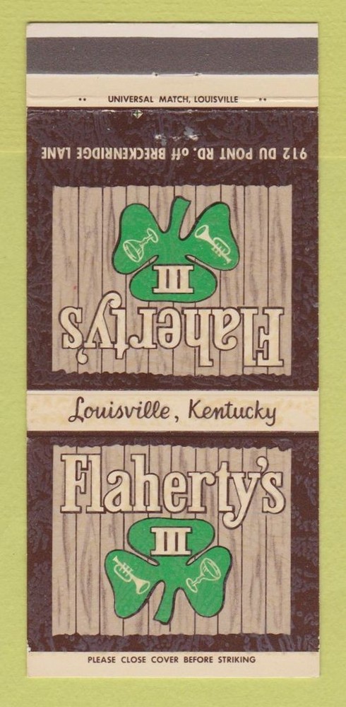 Matchbook Cover - Flaherty's Restaurant Louisville KY 30 Strike