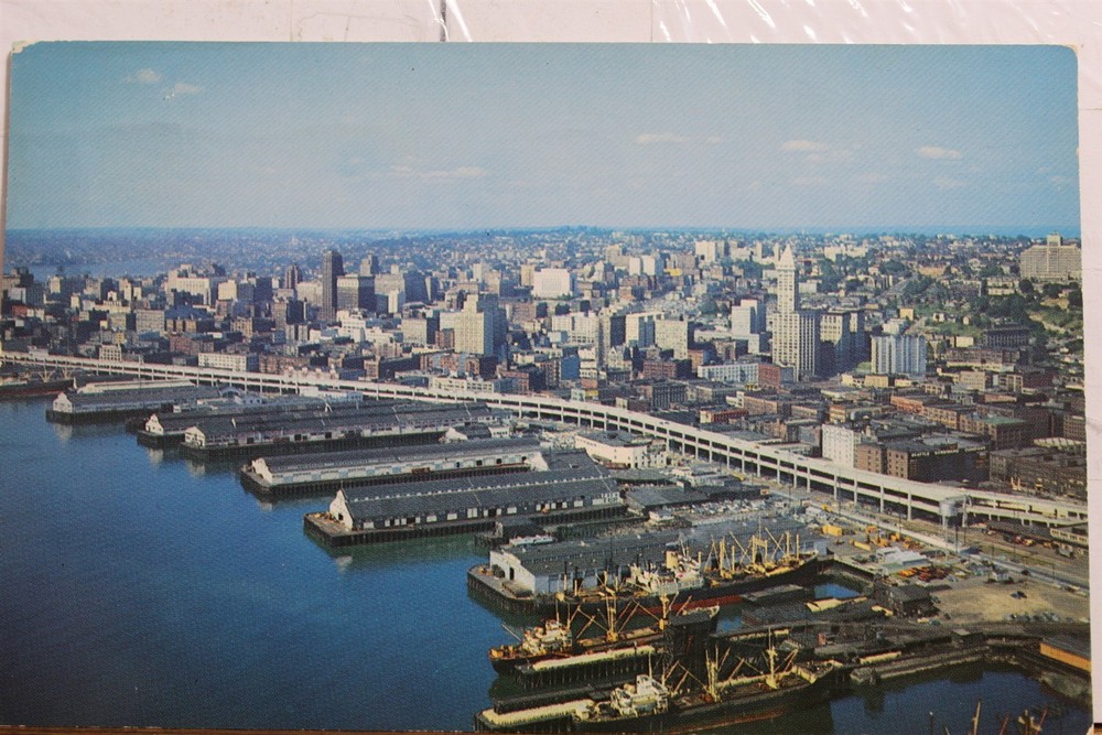 Washington WA Seattle Waterfront Alaska Way Viaduct Postcard Old Vintage Card PC