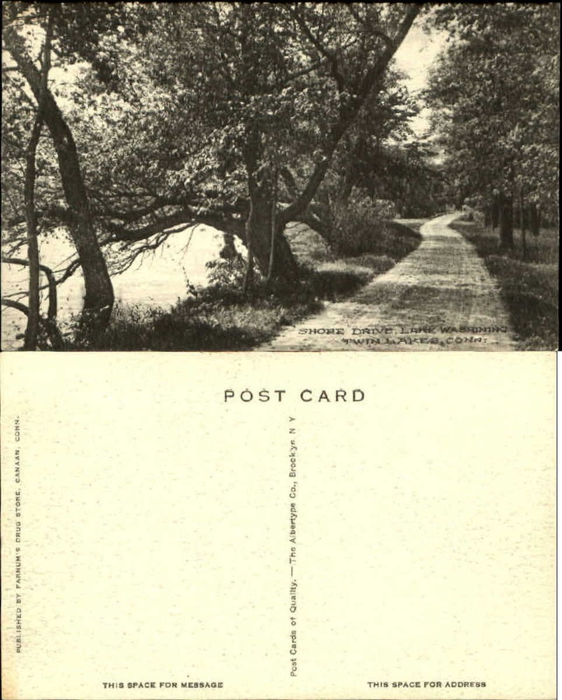 Shore Drive Lake Washining Twin Lakes Connecticut CT unused vintage postcard