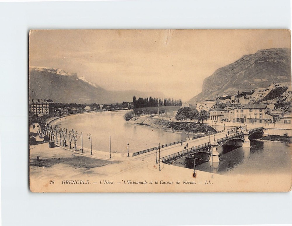 Postcard  Isère River L'Esplanade & Casque de Néron  Grenoble France