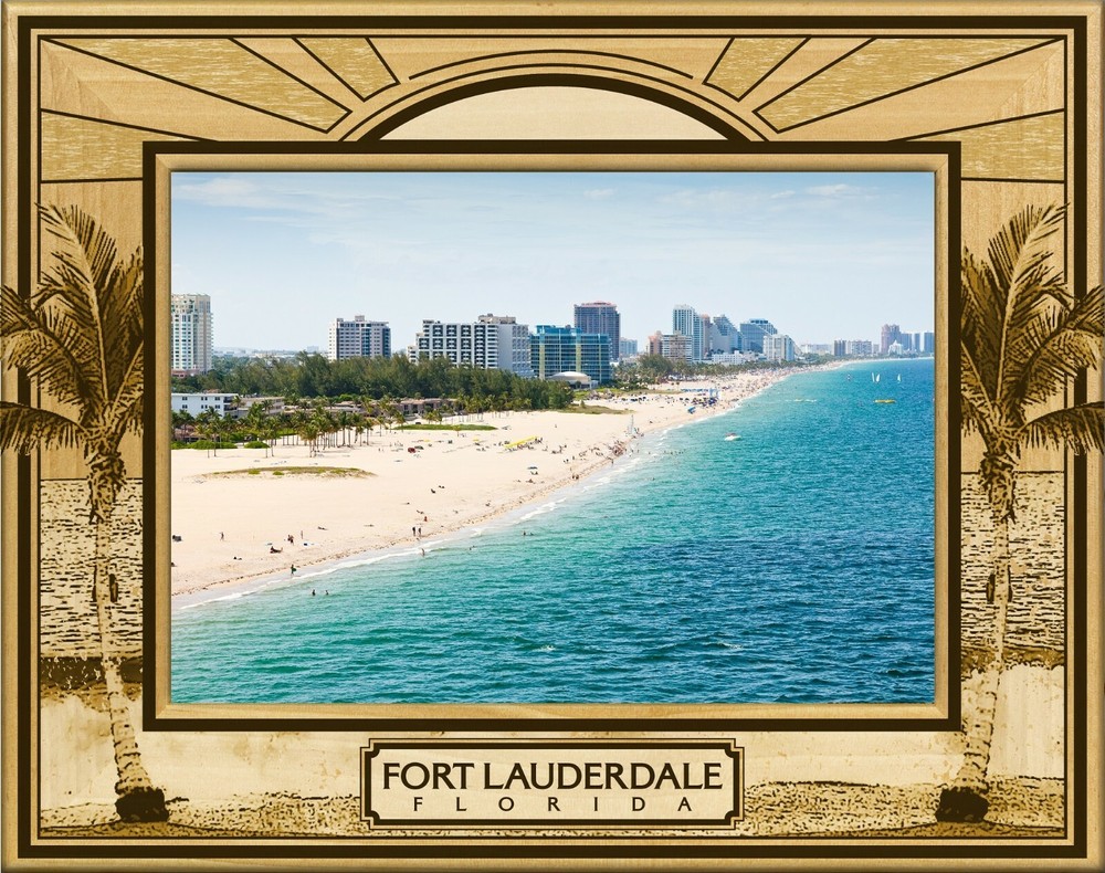 Fort Lauderdale Florida Laser Engraved Wood Picture Frame Landscape (4 x 6)