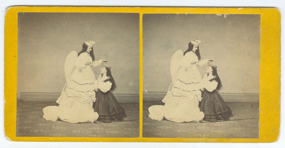 G5208~ STEREOVIEW THEATER? PORTRAIT – 1870s Woman Performers?