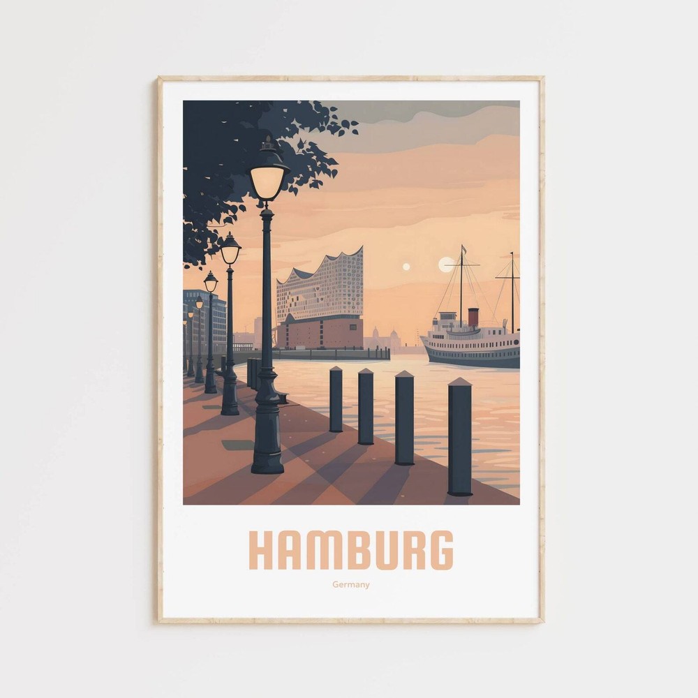 Hamburg Poster Vintage Travel Poster Retro Hamburg Travel Poster Gift Hamburg