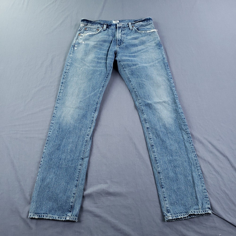 Citizens of Humanity Men's 33 Blue Core Slim Straight Distressed Denim Jeans 31x32