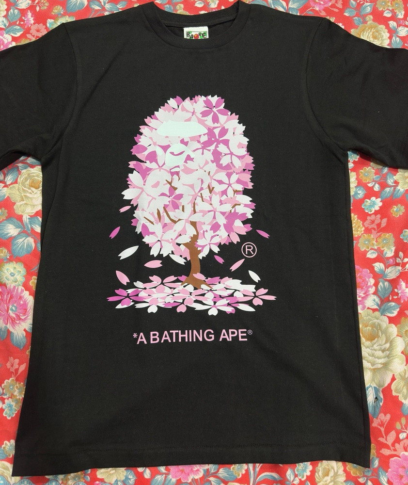 A Bathing Ape Black Sakura Tree Graphic Head Men's T-Shirt
