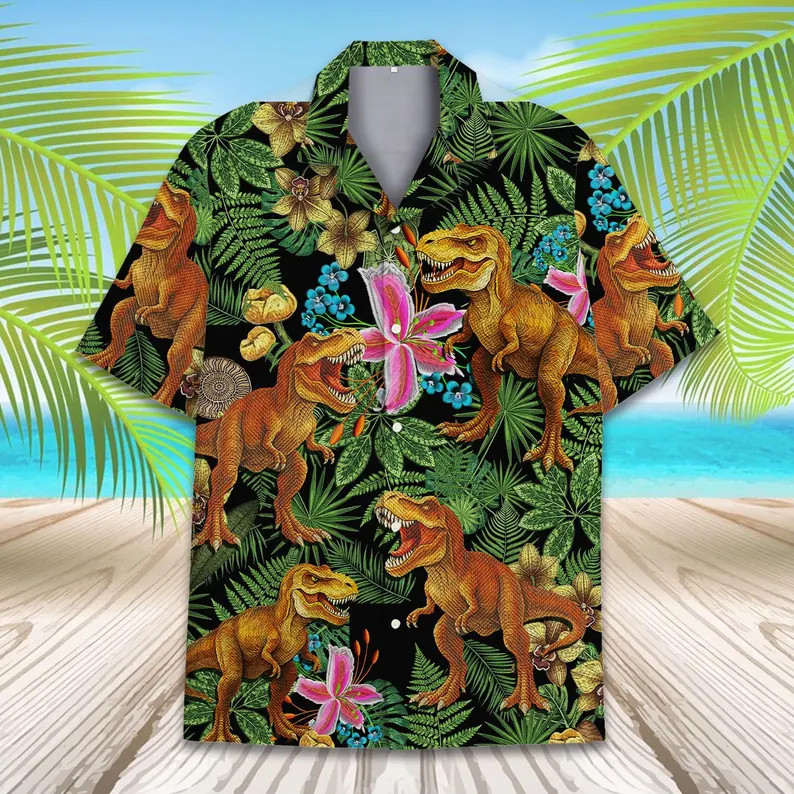 Funny Rex Dinosaur Hawaii Shirt Men T-Rex Jurassic
